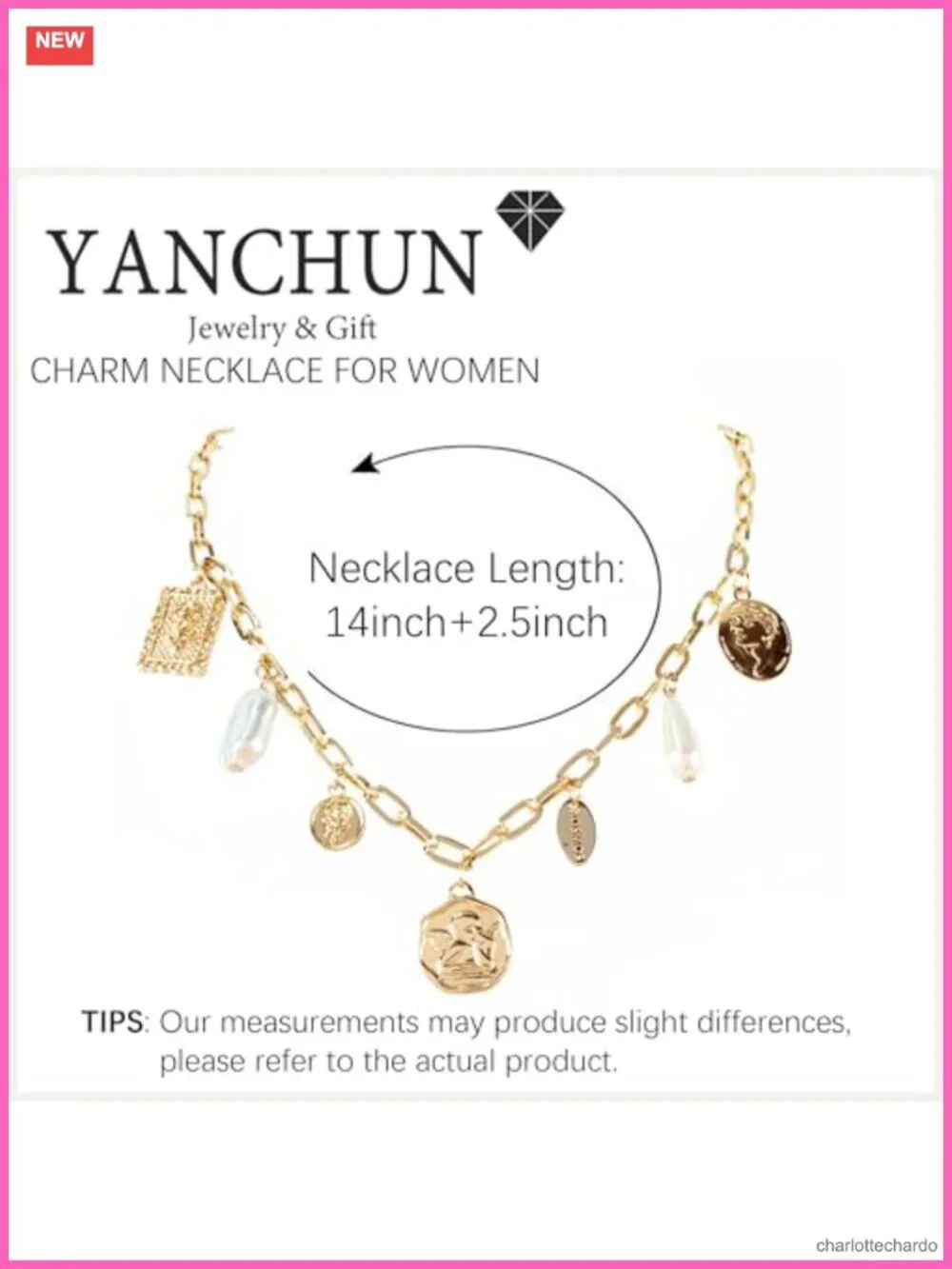 Gold Charm Necklace Beach Jewelry Women Shell Pearl Coin Paperclip Chain Boho